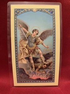 Bonella Holy Card by W. J. Hirten Co. Police Officer's Prayer to St Michael - Picture 1 of 3