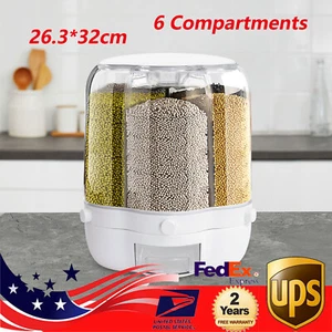 360° Food Grain Rice Dispenser 27LBS Large Rotating Storage Container Sorted USA - Picture 1 of 12