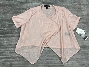 Perceptions Top Womens Large Pink Open Front Short Sleeve NWT - Picture 1 of 12