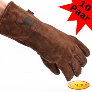 B-WARE Kaminhandschuhe Ofenhandschuhe Hitzebeständig Ofen Leder - 10er Set - Bild 1 von 6