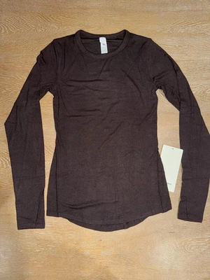 Lululemon Hold Tight Long-Sleeve Shirt ESPRESSO brown size 4 NWT - Image 1 of 3