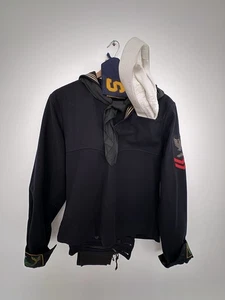 1943 US Navy Wool Crackerjack Uniform Shirt WW2 Sailor Uniform 38chest 32 Waist - Picture 1 of 7
