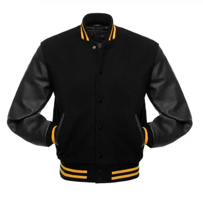 Varsity Jacket Premium Quality Wool Body Cow Hide Leather Sleeves| Free Shipping - Image 1 of 3