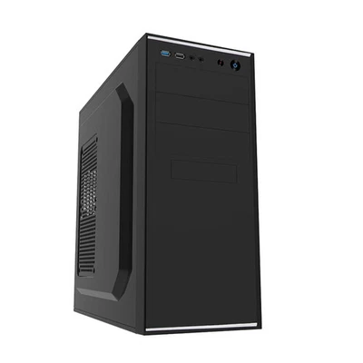 CiT Jet Stream Mid Tower 1 x USB 3.0 / 1 x USB 2.0 Black & Silver Case with 500W - Image 1 of 4