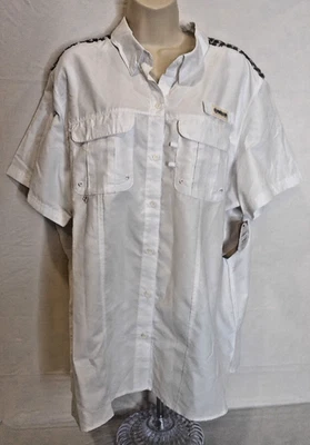 Camisa para mujer Magellan Fish Gear 2XL blanca con botones traseros pata de gallo Foto 1 de 4