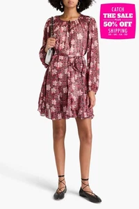 RRP€290 MAJE Chiffon Mini Flare Dress EU38 US6 UK10 M Pleated Lightweight - Picture 1 of 5