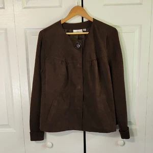 Chaqueta Studio Works para mujer marrón chocolate cintura corta talla 16 imitación gamuza - Imagen 1 de 11