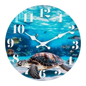 Large Ocean Wall Clocks Battery Operated Coastal Waterproof Indoor 14 Inch - Picture 1 of 7