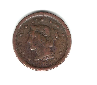 1848 LARGE CENT GREAT DETAIL & EYE APPEAL SHIPPING .99 - Image 1 of 2