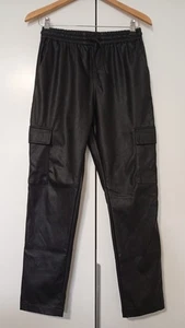 Leder Joggpants Lederhose 158 Mädchen Lässig Matt Kunstleder Schwarz Cargohose - Bild 1 von 7