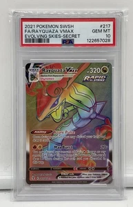 JCC Pokémon Rayquaza VMAX Evolving Skies Holo Card 217/203 Secreto Raro Psa 10 - Imagen 1 de 9