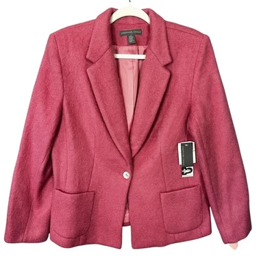 Blazer Josephine Chaus Mujer 14 Rosa Lana Mohair Un Botón Forrado Hecho en EE. UU. Foto 1 de 4