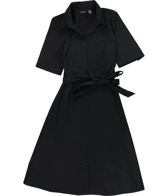 Ralph Lauren Womens Flattering Fit and Flare Shirt Dress, Black, Petite, 14P - Image 1 of 2
