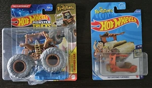 Hot Wheels Monster Trucks The Flintstones Flintmobile and HW Flintstones car. - Picture 1 of 4