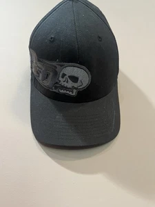 Harley Davidson Hat Fitted Men’s L/XL FlexFit Black Flaming Skull - Picture 1 of 3