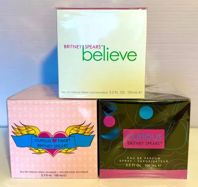 Paquete Lote x3, Perfume Britney Spears Surtido Corazón Curioso, Curioso, Cree Foto 1 de 4