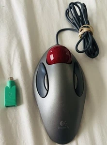 Logitech T-BC21 Optical Trackman Marble USB Mouse Ergonomic W PS/2 Adapter - Photo 1/2