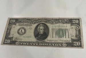 1934 A- San Francisco (L) 20 dollar Bill - Good Condition - Picture 1 of 2