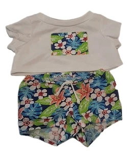 Build a Bear Tropical White Hawaiian Top & Matching Shorts Outfit  - Picture 1 of 6