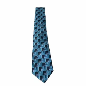 Beverly Hills Polo Club Polyester Tie Mens Classic Teal Green Black Geometric - Picture 1 of 5