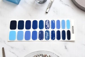 20 Stück Halbgehärtete Gel Nagelfolien - Blau Ombre Echt Gel Aufkleber | UV LED erforderlich - Bild 1 von 3
