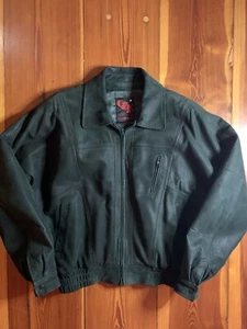 Vintage Georgie Kaye Green Leather Bomber Jacket Men’s M/L Women L/XL - Picture 1 of 15