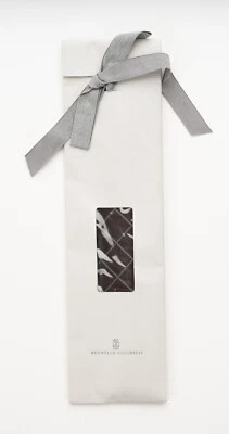 NUEVO EN CAJA BRUNELLO CUCINELLI Italia Marrón Argyle Tejido Pura Seda Corbata Cuello Ajustada OS Foto 1 de 4