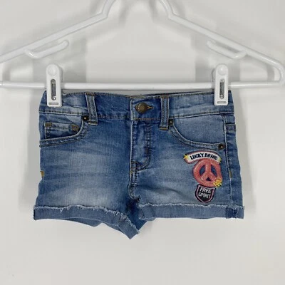 Lucky Brand Girls Youth Blue Embroidered Riley Short Cut Off Shorts Size 4 - Image 1 of 4