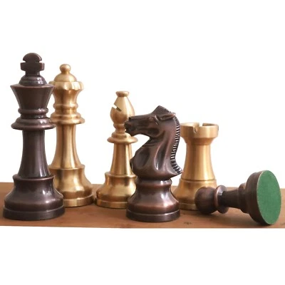 3.2" Pro Staunton Brass Metal Luxury Chess Set - Pieces Only- Antiqued Copper - Image 1 of 4