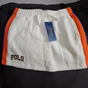 RALPH LAUREN POLO White Fleece Girl Orange Blue Stripe Skirt MSRP $50 NWT - Picture 1 of 6