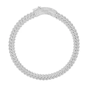 Collar Cubano 17MM GRUESO 33.18ct Redondo Baguette Moissanita Real Chapado en Oro 14k - Imagen 1 de 18
