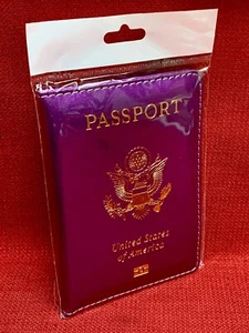 NEW-Purple Passport Travel Holder Case Cover Trip - Picture 1 of 2