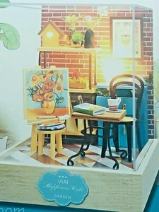 DIY Dollhouse LED Light Wooden 3D Miniature W Furniture ~CAFE CORNER~ New - Bild 1 von 12