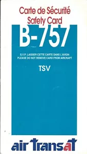 Safety Card - Air Transat - B757 TSV - 1996 - Aircraft Specific (Canada) (S4136) - Bild 1 von 1