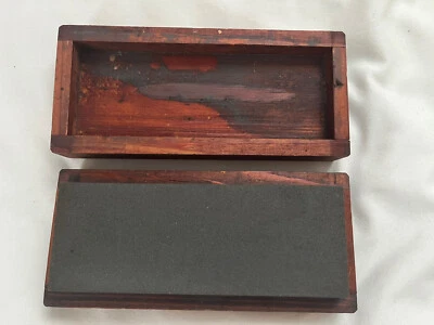 Antique Vintage Norton Stone Knife Blade Sharpener In Wood Block Made in USA - Image 1 of 4