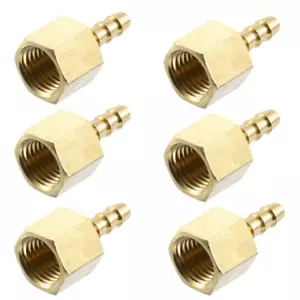Brass Hose Barb Fitting, 3/16" Barb x 1/4" NPT Female Hose Connector 6Pcs - Picture 1 of 4