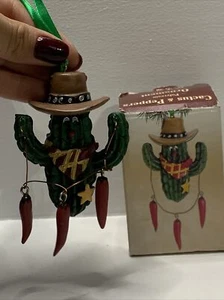 Cowboy Cactus Chili Peppers Sheriff Cowboy Hat Resin Ornament - Picture 1 of 6