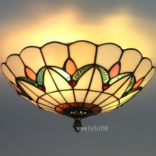 Tiffany Style Semi Flush Mount Ceiling Light Pendant Lamp Stained Glass Fixture