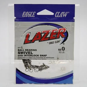 Eagle Claw Lazer Ball Bearing Swivel Interlocking Snap SLBBIBK-0 Size 0 - Picture 1 of 3