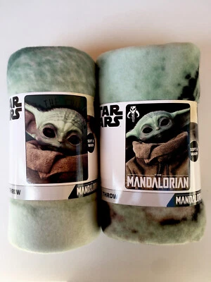 2 Official Disney Baby Yoda FLEECE THROW Blankets 45" x 60"  - Image 1 of 4