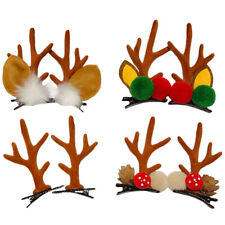  4 Pairs Reindeer Barrettes Styling Hair Clips Christmas Antler Hairball