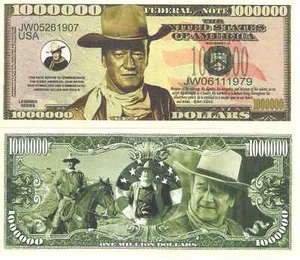 BILLETE FANTASIA DE UN MILLON DE DOLARES AMERICANOS JOHN WAYNE - Imagen 1 de 1