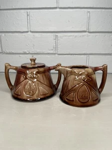 Antique 1925 Harvey School Pottery Australia Sugar Bowl & Creamer Signed - Picture 1 of 23