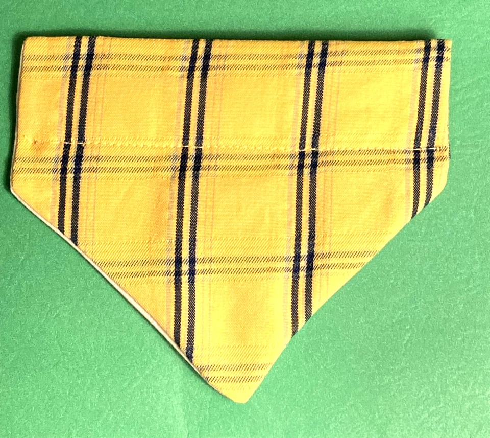 Bufanda Bandana Sobre Cuello Deslizable Mascota Perro Gato Amarillo Cuadros Pequeña Foto 1 de 1