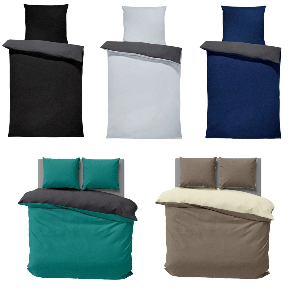 Winter Bettwäsche Doubleface Uni Wende kuschelig flauschig warm weich Fleece - Bild 1 von 1