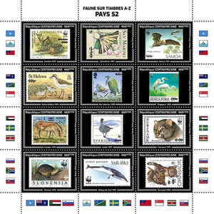 WWF ANIMALES FAUNA Estampillas en Sellos S2 Países Hoja de Estampillas 2020 África Central - Imagen 1 de 1