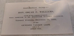 VICT. HANDEL Zeugnis Bankett Hon. Oscar F. Williams Rochester NY Bus. Inst - Bild 1 von 2