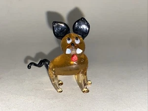 Hand Blown Glass Small Dog Puppy Ornament Orange Glass Murano Style Figurine - Picture 1 of 6