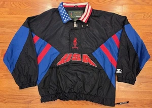 Chaqueta Starter Atlanta Olympic Games 1996 EE. UU. XL 1/2 cremallera usada años 90 negra - Imagen 1 de 24