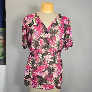 Agenda Womens Size 24 Sheer Tunic Blouse Floral Romantic Resort Vacation Artsy - Picture 1 of 10
